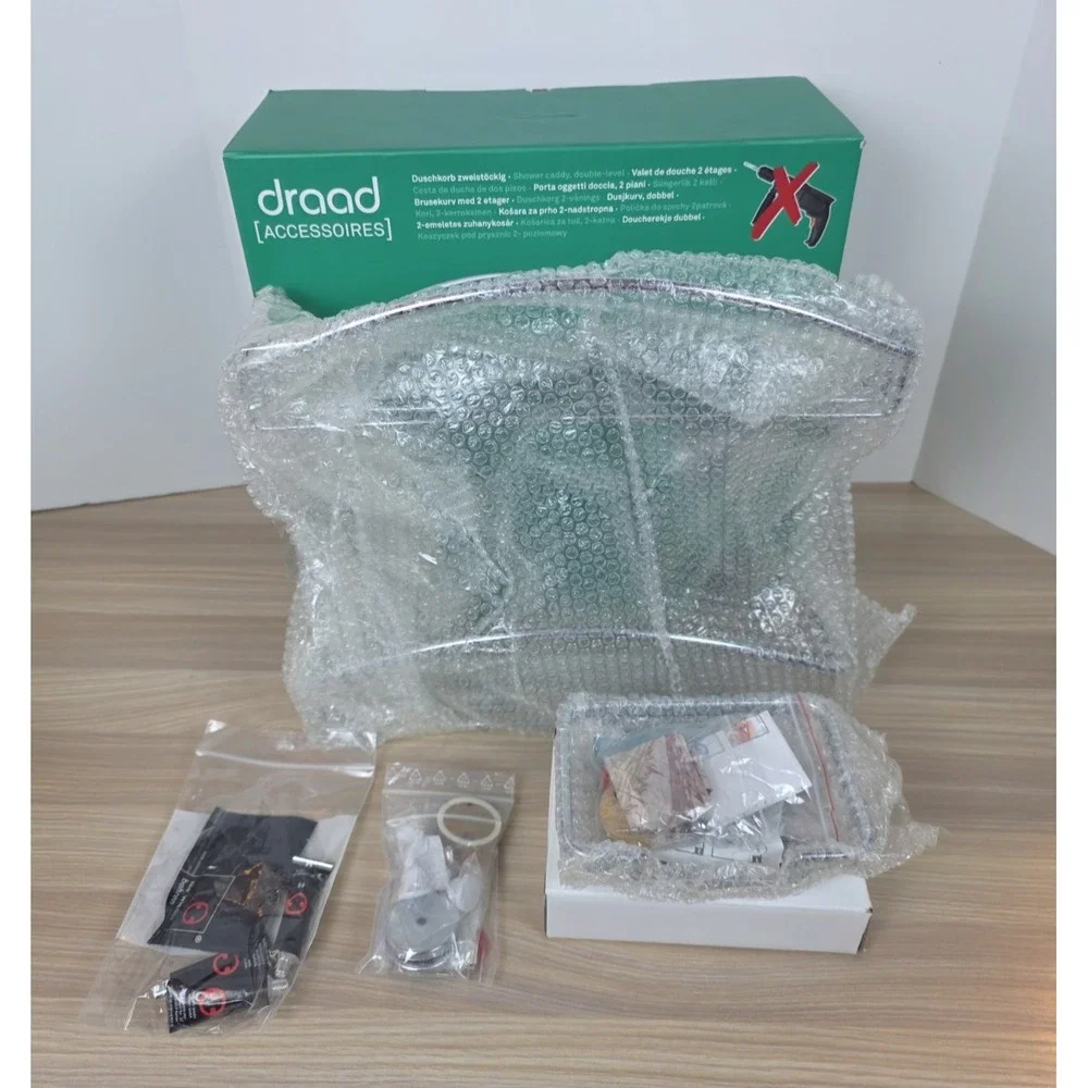 Draad Accessories No Drill Shower Shelves Chrome Plated Brass Two 2 Shelf